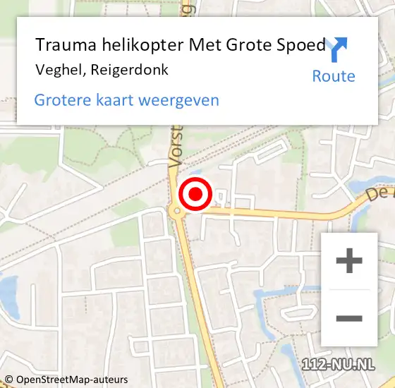 Locatie op kaart van de 112 melding: Trauma helikopter Met Grote Spoed Naar Veghel, Reigerdonk op 24 januari 2022 20:58