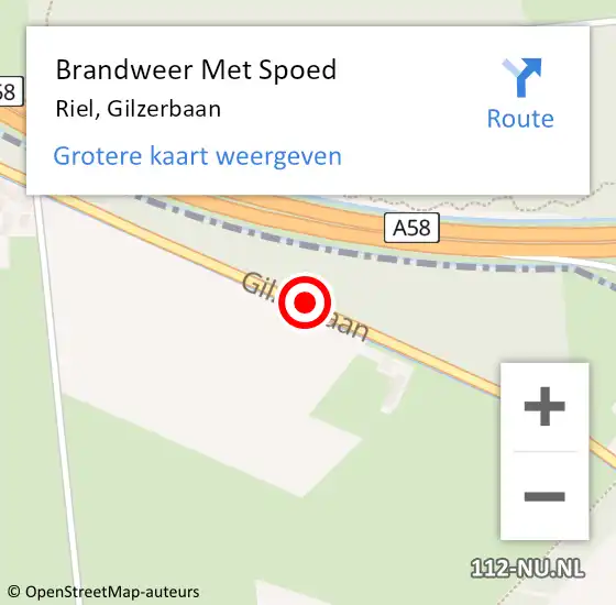 Locatie op kaart van de 112 melding: Brandweer Met Spoed Naar Riel, Gilzerbaan op 6 juli 2014 08:43