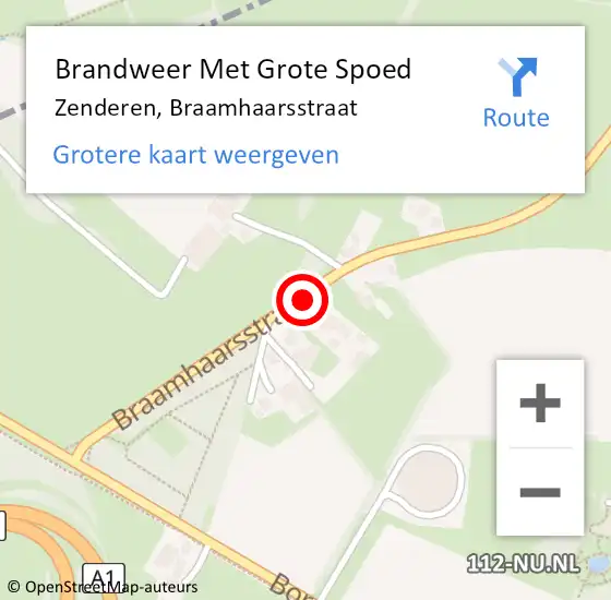 Locatie op kaart van de 112 melding: Brandweer Met Grote Spoed Naar Zenderen, Braamhaarsstraat op 24 januari 2022 21:25