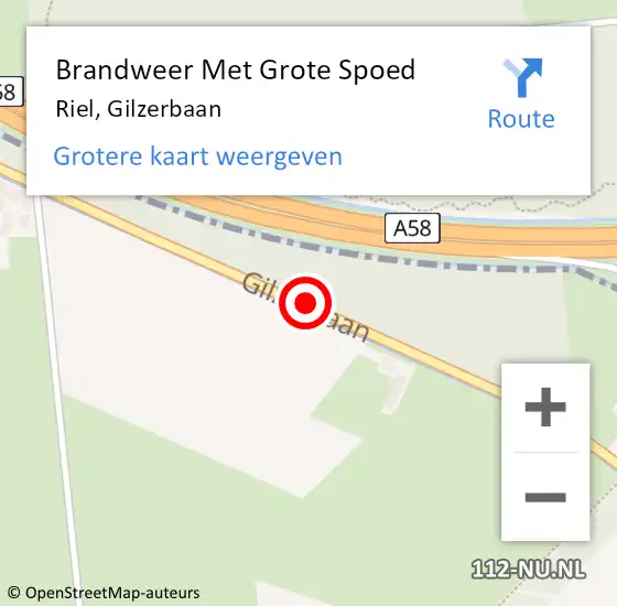 Locatie op kaart van de 112 melding: Brandweer Met Grote Spoed Naar Riel, Gilzerbaan op 6 juli 2014 08:48