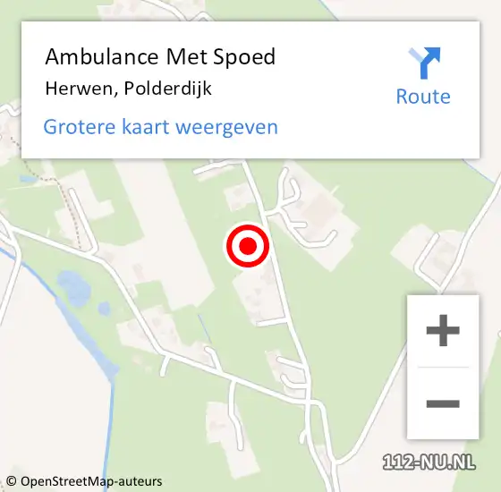 Locatie op kaart van de 112 melding: Ambulance Met Spoed Naar Herwen, Polderdijk op 24 januari 2022 21:53