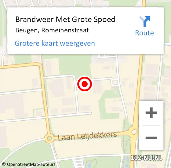 Locatie op kaart van de 112 melding: Brandweer Met Grote Spoed Naar Beugen, Romeinenstraat op 24 januari 2022 21:59