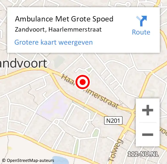 Locatie op kaart van de 112 melding: Ambulance Met Grote Spoed Naar Zandvoort, Haarlemmerstraat op 24 januari 2022 22:06