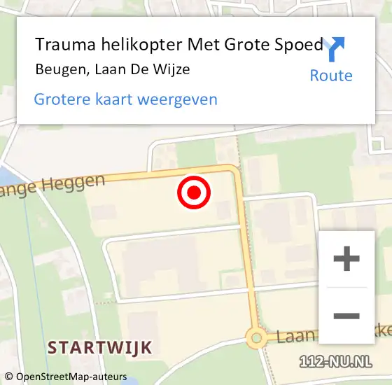 Locatie op kaart van de 112 melding: Trauma helikopter Met Grote Spoed Naar Beugen, Laan De Wijze op 24 januari 2022 22:26