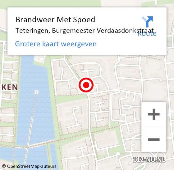 Locatie op kaart van de 112 melding: Brandweer Met Spoed Naar Teteringen, Burgemeester Verdaasdonkstraat op 24 januari 2022 22:42