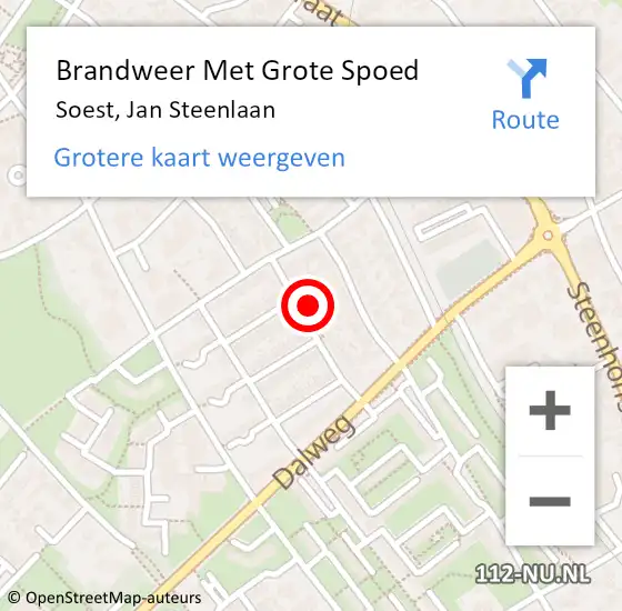 Locatie op kaart van de 112 melding: Brandweer Met Grote Spoed Naar Soest, Jan Steenlaan op 24 januari 2022 23:13