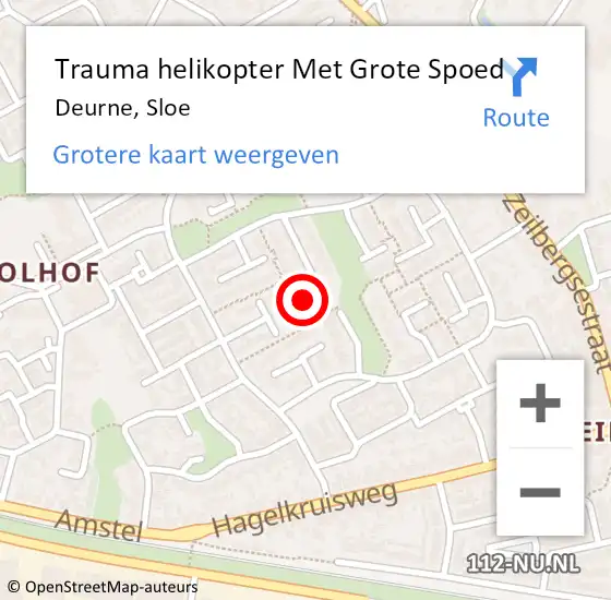 Locatie op kaart van de 112 melding: Trauma helikopter Met Grote Spoed Naar Deurne, Sloe op 24 januari 2022 23:53