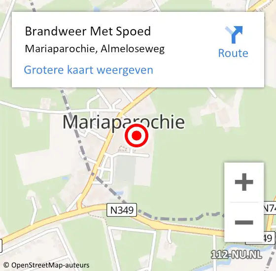 Locatie op kaart van de 112 melding: Brandweer Met Spoed Naar Mariaparochie, Almeloseweg op 25 januari 2022 00:22