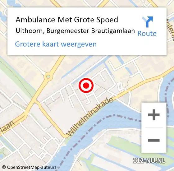 Locatie op kaart van de 112 melding: Ambulance Met Grote Spoed Naar Uithoorn, Burgemeester Brautigamlaan op 25 januari 2022 03:50