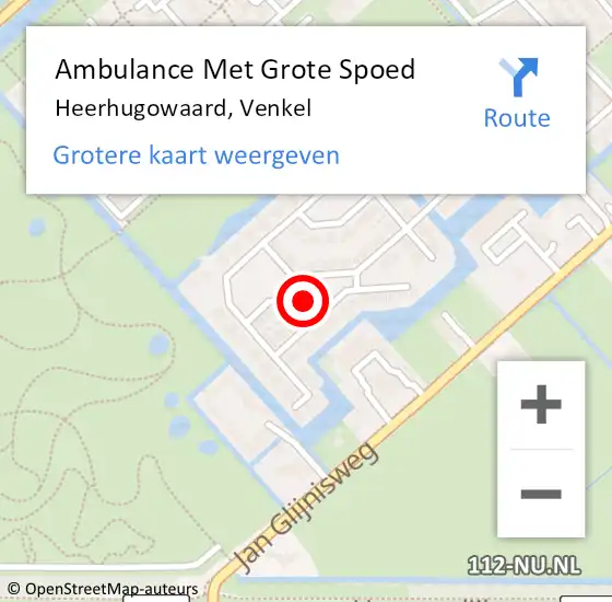 Locatie op kaart van de 112 melding: Ambulance Met Grote Spoed Naar Heerhugowaard, Venkel op 25 januari 2022 04:44