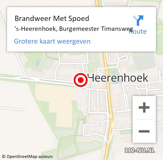 Locatie op kaart van de 112 melding: Brandweer Met Spoed Naar 's-Heerenhoek, Burgemeester Timansweg op 25 januari 2022 04:50