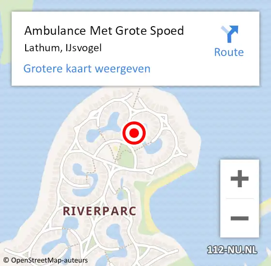 Locatie op kaart van de 112 melding: Ambulance Met Grote Spoed Naar Lathum, IJsvogel op 25 januari 2022 05:28