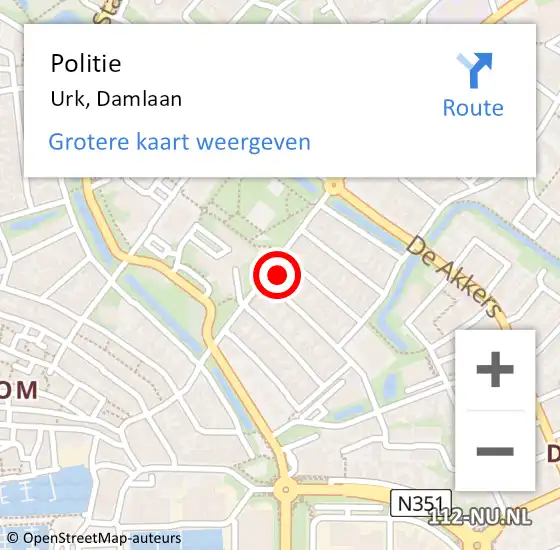 Locatie op kaart van de 112 melding: Politie Urk, Damlaan op 25 januari 2022 06:33