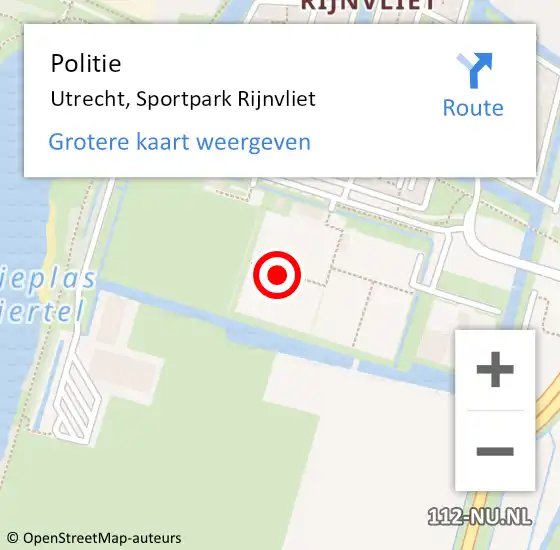 Locatie op kaart van de 112 melding: Politie Utrecht, Sportpark Rijnvliet op 25 januari 2022 07:45