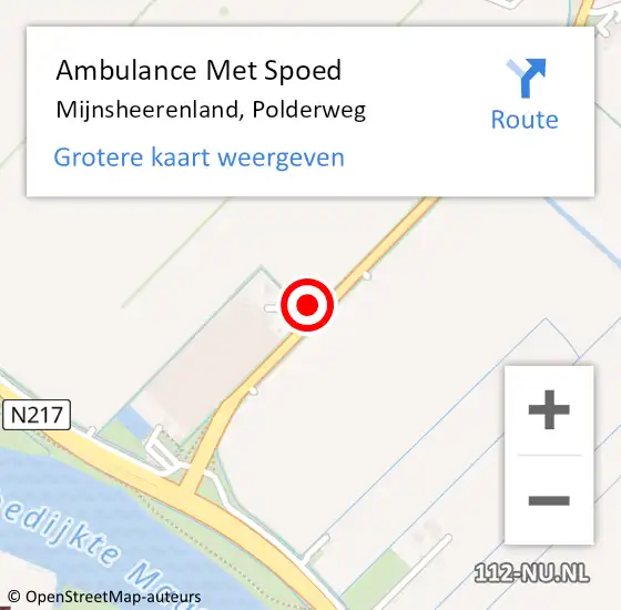 Locatie op kaart van de 112 melding: Ambulance Met Spoed Naar Mijnsheerenland, Polderweg op 25 januari 2022 07:48