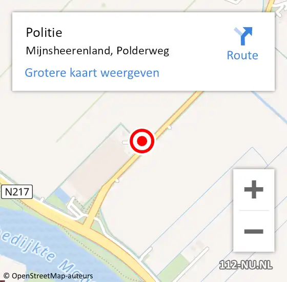 Locatie op kaart van de 112 melding: Politie Mijnsheerenland, Polderweg op 25 januari 2022 07:48