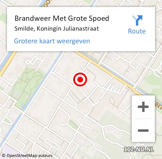 Locatie op kaart van de 112 melding: Brandweer Met Grote Spoed Naar Smilde, Koningin Julianastraat op 25 januari 2022 07:49