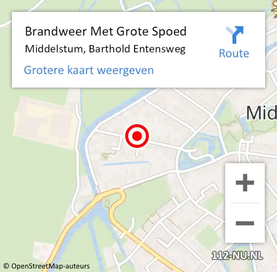 Locatie op kaart van de 112 melding: Brandweer Met Grote Spoed Naar Middelstum, Barthold Entensweg op 25 januari 2022 08:35