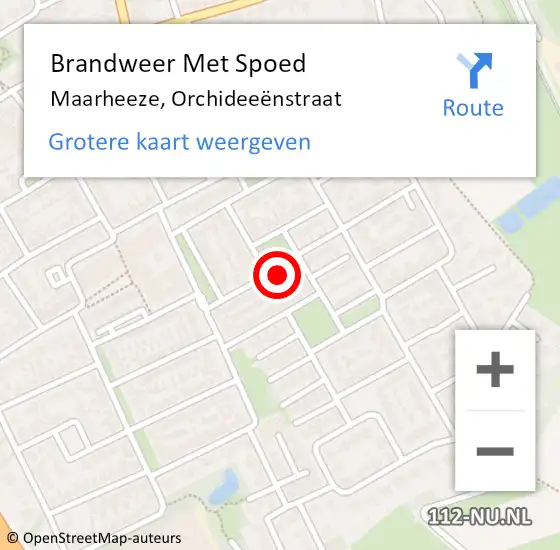 Locatie op kaart van de 112 melding: Brandweer Met Spoed Naar Maarheeze, Orchideeënstraat op 25 januari 2022 08:42