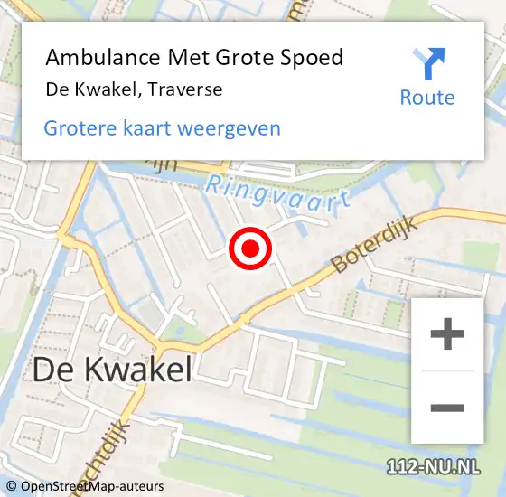 Locatie op kaart van de 112 melding: Ambulance Met Grote Spoed Naar De Kwakel, Traverse op 25 januari 2022 09:15