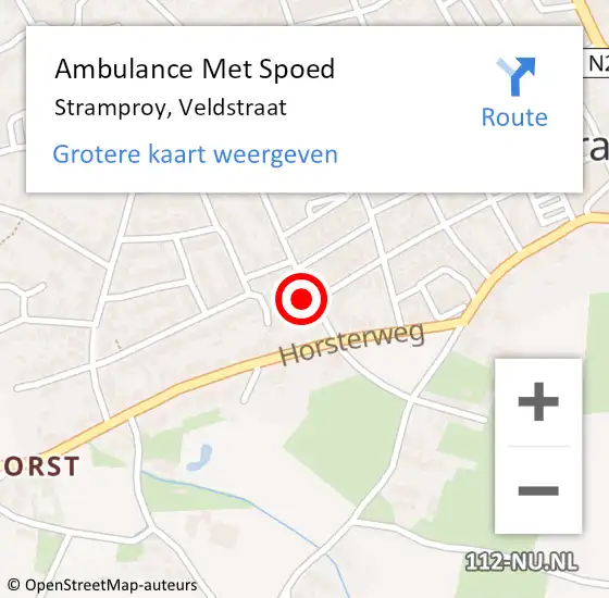 Locatie op kaart van de 112 melding: Ambulance Met Spoed Naar Stramproy, Veldstraat op 25 januari 2022 09:44