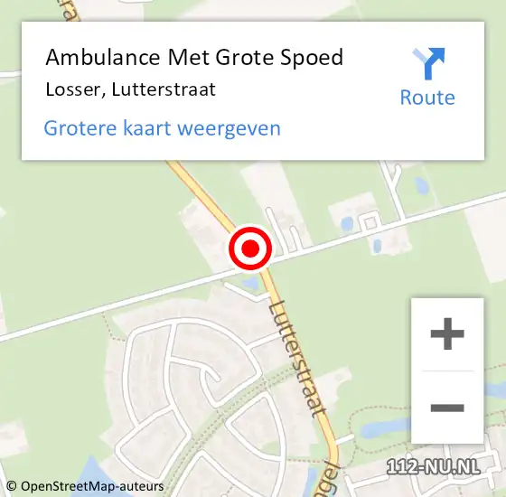 Locatie op kaart van de 112 melding: Ambulance Met Grote Spoed Naar Losser, Lutterstraat op 7 oktober 2013 13:18