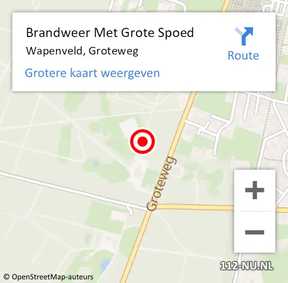 Locatie op kaart van de 112 melding: Brandweer Met Grote Spoed Naar Wapenveld, Groteweg op 25 januari 2022 10:31