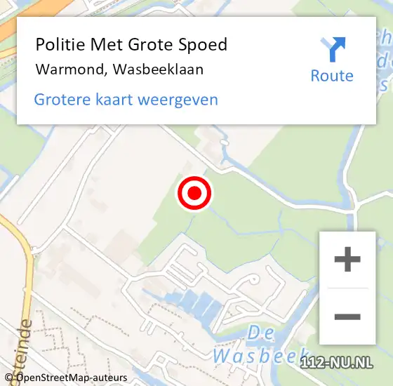 Locatie op kaart van de 112 melding: Politie Met Grote Spoed Naar Warmond, Wasbeeklaan op 25 januari 2022 10:42