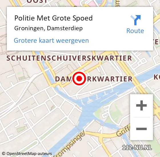 Locatie op kaart van de 112 melding: Politie Met Grote Spoed Naar Groningen, Damsterdiep op 25 januari 2022 10:50