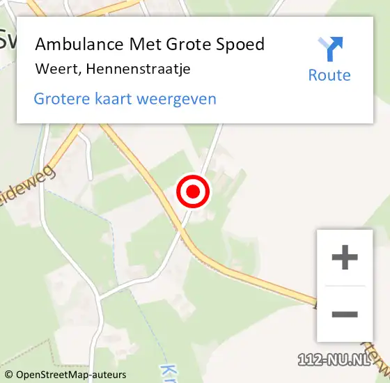 Locatie op kaart van de 112 melding: Ambulance Met Grote Spoed Naar Weert, Hennenstraatje op 25 januari 2022 10:52