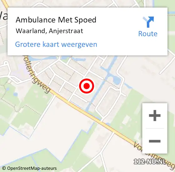 Locatie op kaart van de 112 melding: Ambulance Met Spoed Naar Waarland, Anjerstraat op 25 januari 2022 11:03