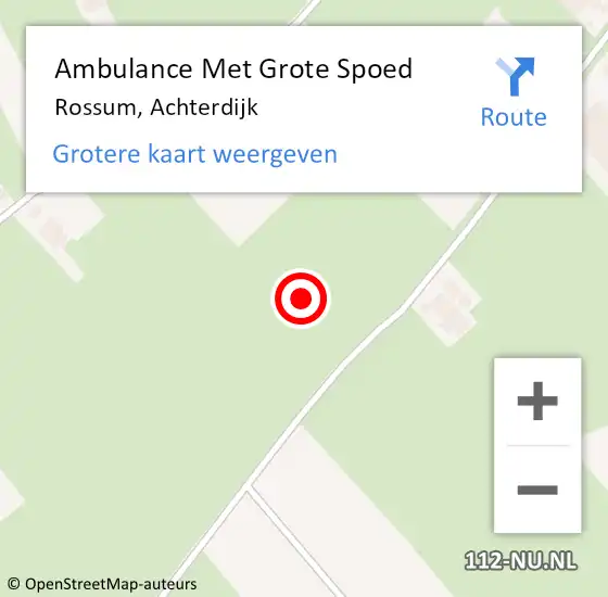 Locatie op kaart van de 112 melding: Ambulance Met Grote Spoed Naar Rossum, Achterdijk op 25 januari 2022 11:18