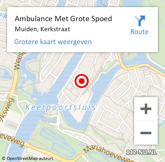 Locatie op kaart van de 112 melding: Ambulance Met Grote Spoed Naar Muiden, Kerkstraat op 6 juli 2014 09:58