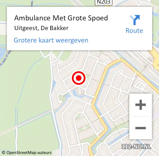 Locatie op kaart van de 112 melding: Ambulance Met Grote Spoed Naar Uitgeest, De Bakker op 25 januari 2022 12:01