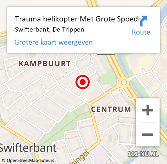 Locatie op kaart van de 112 melding: Trauma helikopter Met Grote Spoed Naar Swifterbant, De Trippen op 25 januari 2022 12:05