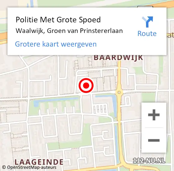 Locatie op kaart van de 112 melding: Politie Met Grote Spoed Naar Waalwijk, Groen van Prinstererlaan op 25 januari 2022 12:14