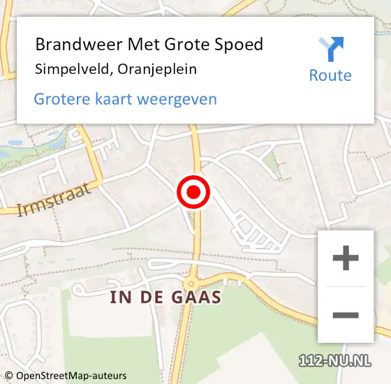 Locatie op kaart van de 112 melding: Brandweer Met Grote Spoed Naar Simpelveld, Oranjeplein op 25 januari 2022 12:15