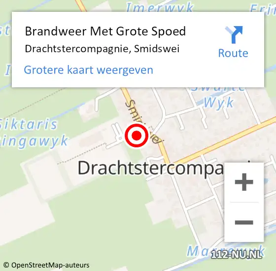 Locatie op kaart van de 112 melding: Brandweer Met Grote Spoed Naar Drachtstercompagnie, Smidswei op 25 januari 2022 12:29