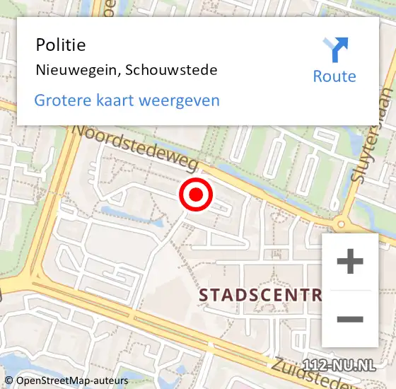 Locatie op kaart van de 112 melding: Politie Nieuwegein, Schouwstede op 25 januari 2022 13:09