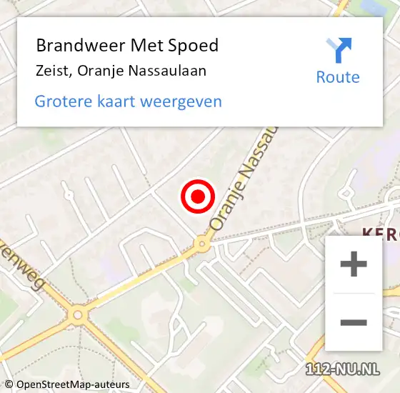 Locatie op kaart van de 112 melding: Brandweer Met Spoed Naar Zeist, Oranje Nassaulaan op 25 januari 2022 13:18