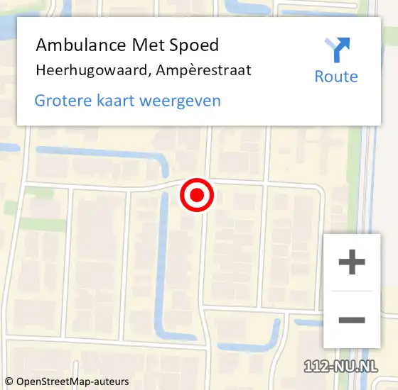 Locatie op kaart van de 112 melding: Ambulance Met Spoed Naar Heerhugowaard, Ampèrestraat op 25 januari 2022 13:18