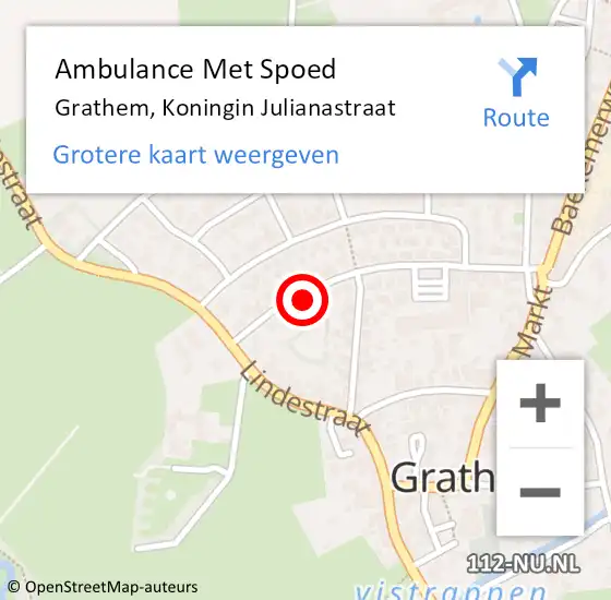 Locatie op kaart van de 112 melding: Ambulance Met Spoed Naar Grathem, Koningin Julianastraat op 25 januari 2022 13:20