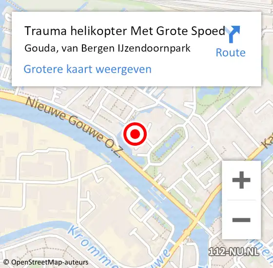 Locatie op kaart van de 112 melding: Trauma helikopter Met Grote Spoed Naar Gouda, van Bergen IJzendoornpark op 25 januari 2022 13:23