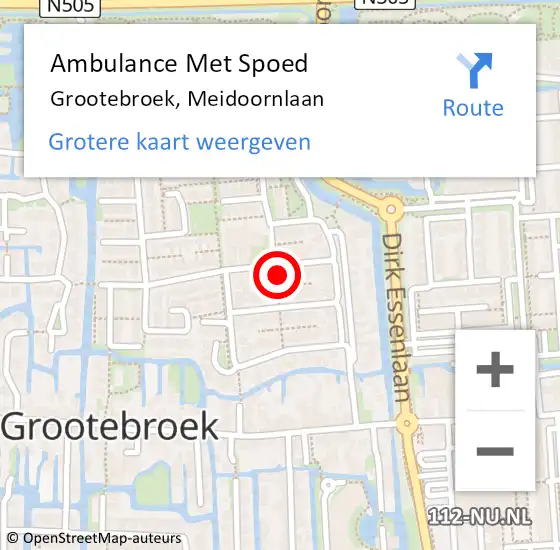 Locatie op kaart van de 112 melding: Ambulance Met Spoed Naar Grootebroek, Meidoornlaan op 25 januari 2022 13:31