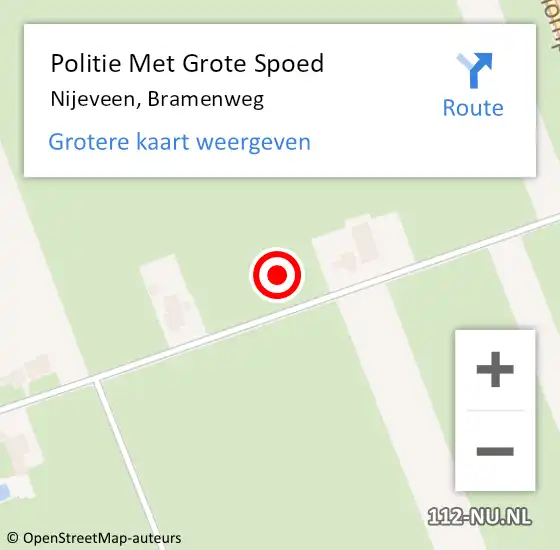Locatie op kaart van de 112 melding: Politie Met Grote Spoed Naar Nijeveen, Bramenweg op 25 januari 2022 13:31