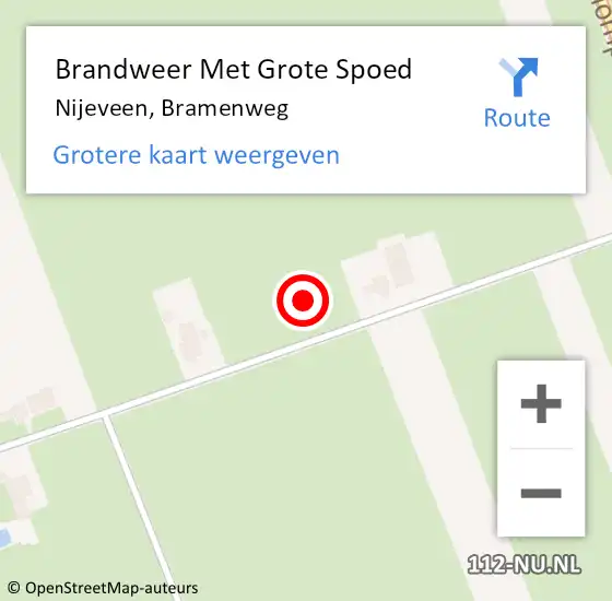 Locatie op kaart van de 112 melding: Brandweer Met Grote Spoed Naar Nijeveen, Bramenweg op 25 januari 2022 13:36