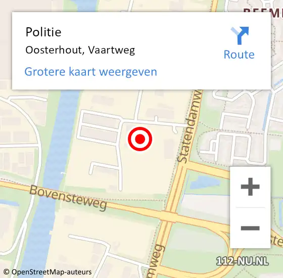 Locatie op kaart van de 112 melding: Politie Oosterhout, Vaartweg op 25 januari 2022 13:42