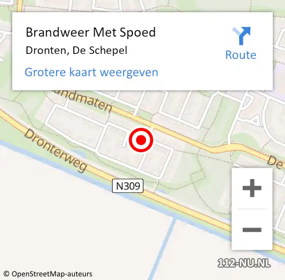 Locatie op kaart van de 112 melding: Brandweer Met Spoed Naar Dronten, De Schepel op 25 januari 2022 13:45