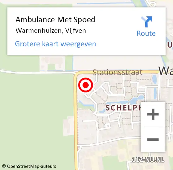 Locatie op kaart van de 112 melding: Ambulance Met Spoed Naar Warmenhuizen, Vijfven op 25 januari 2022 13:55