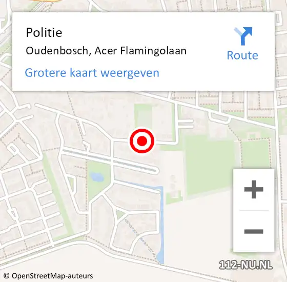 Locatie op kaart van de 112 melding: Politie Oudenbosch, Acer Flamingolaan op 25 januari 2022 14:25